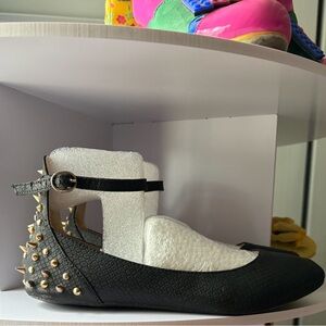 Black Studded Women's Flats